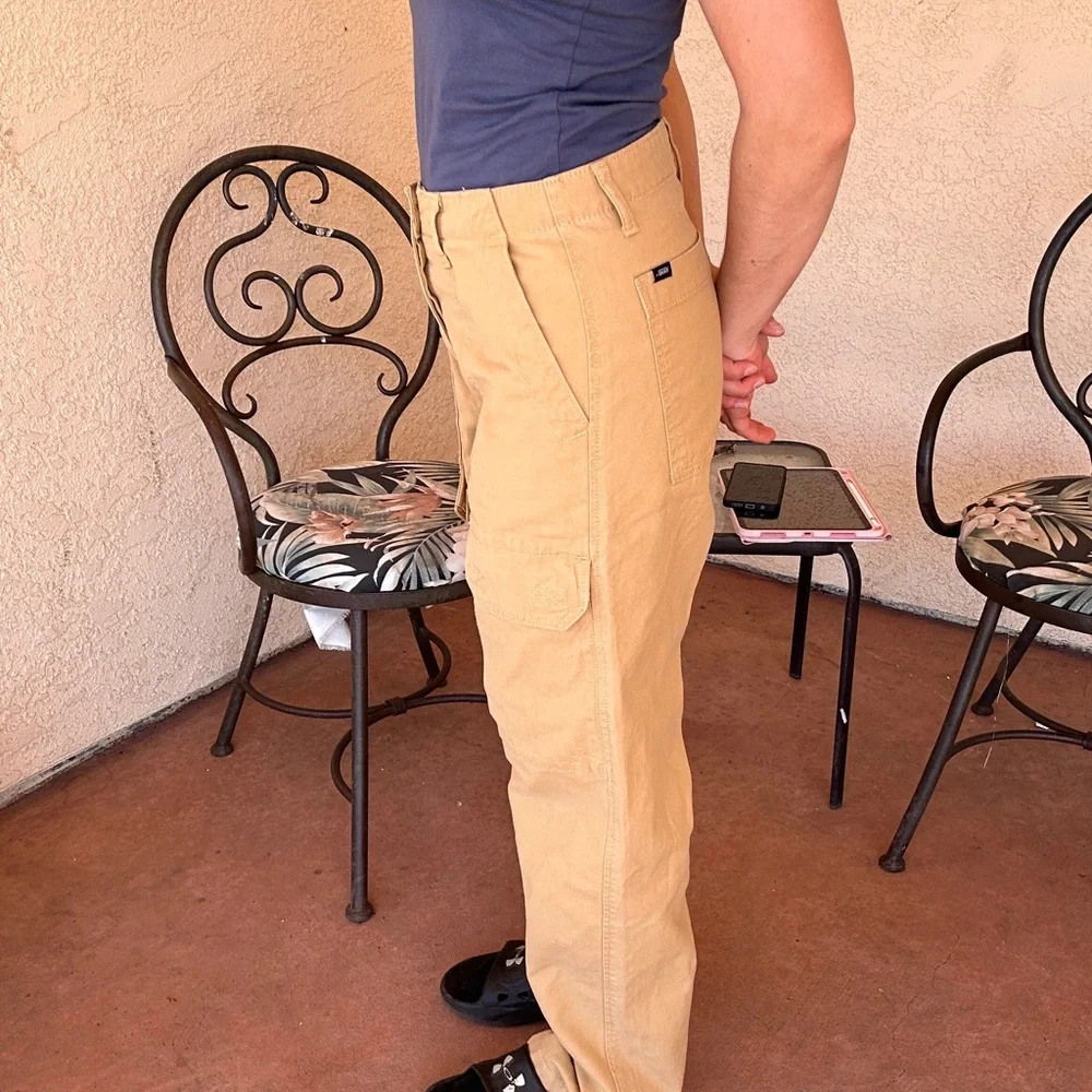 Vans Women's Wide Leg Cargo Pants in Tan - Picture 6 of 11